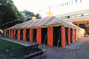 The green and orange tent