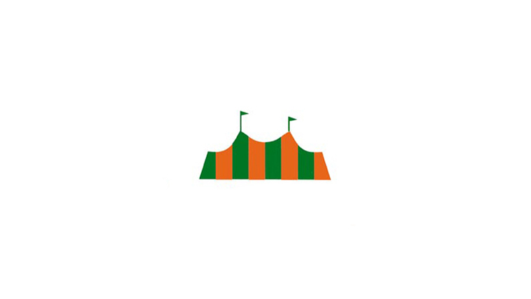 Orange and green Tent Theatre logo